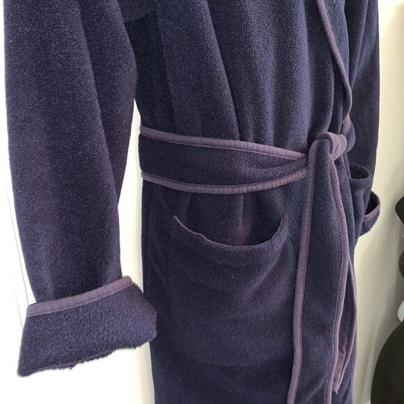 Vtg J. Crew navy blue thick fleece polyester robe - Picture 5 of 12